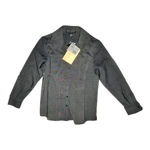 Dialogue womens twin stretch shirt jacket shacket Size 6 NWT gray button front